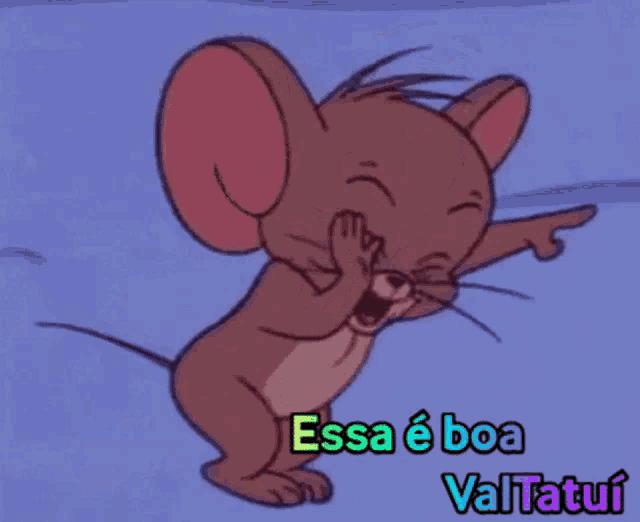 jerry from tom and jerry is laughing and pointing at the camera