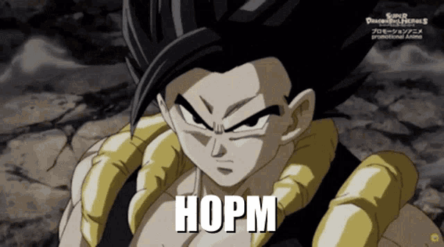 a cartoon character with the word hopm written on it