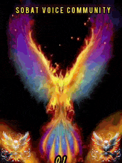a poster for the sobat voice community with a phoenix in the center