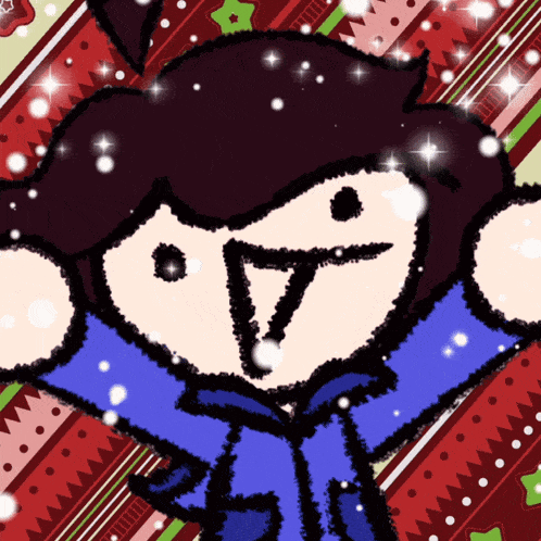 a drawing of a person with a smiley face on a christmas background