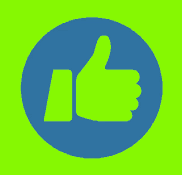 a thumbs up icon in a blue circle