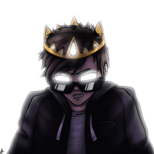 a drawing of a man with a crown and sunglasses
