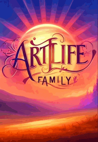 a poster for the artlife family shows a sunset in the background