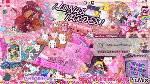 a collage of pink and blue images with the words luna 's thrones