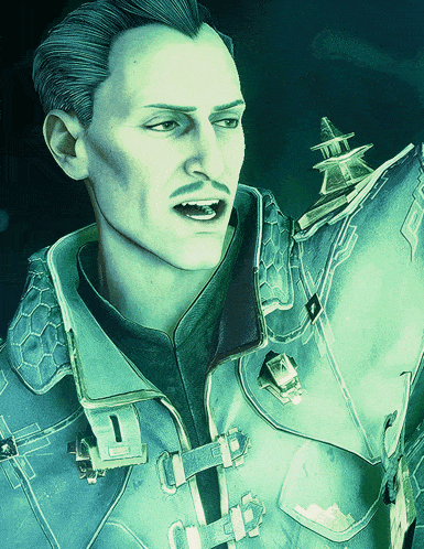 a man with a mustache is wearing a jacket with a buckle that says 1 on it