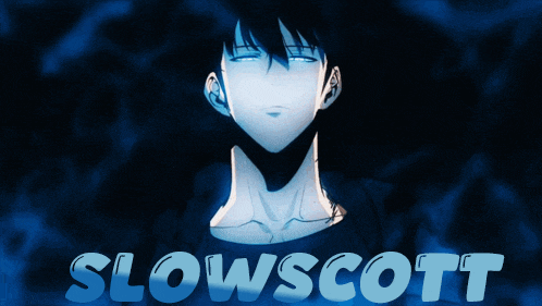 a drawing of a man with the name slowscott on the bottom