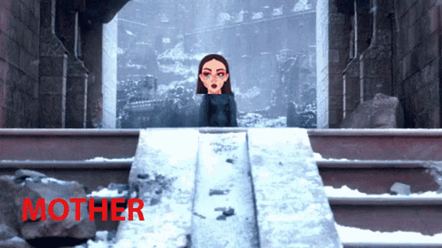 a picture of a woman with the word mother in red letters