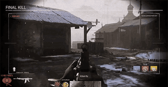 a video game is being played and the player is killed by another player