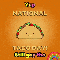 a taco with a face and the words national taco day