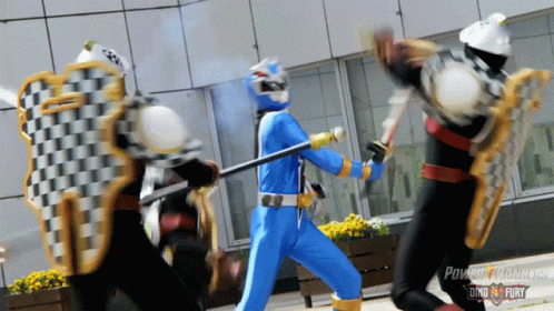 Fighting Ollie Akana GIF - Fighting Ollie Akana Blue Dino Fury Ranger GIFs