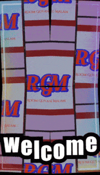 a welcome sign for room goyan malam is displayed on a colorful background