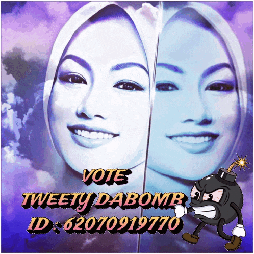 a cartoon drawing of a woman with the words vote tweety dabomb id 62070919770