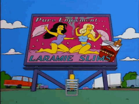 a cartoon advertisement for laramie slims shows two women