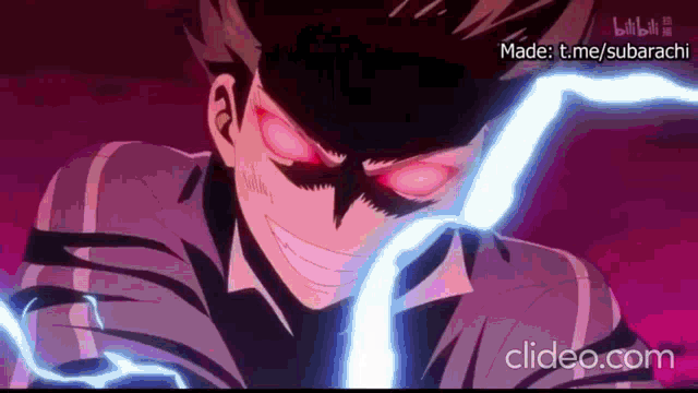 a close up of a person with red eyes and lightning