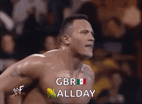a shirtless wrestler with the words gbr allday on the screen