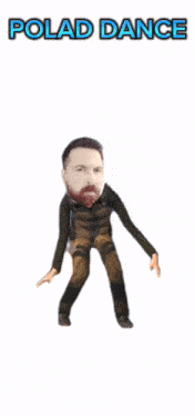a man with a beard is dancing in front of the words polad dance