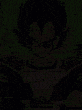 a close up of a dragon ball z character with his arms crossed and glasses on .