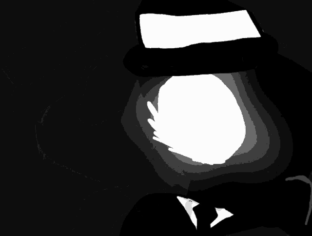 a silhouette of a man wearing a top hat and tie