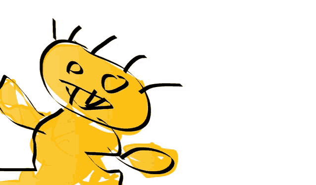 a drawing of a yellow cartoon character with the letters tv on his face