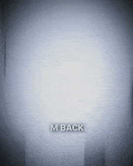 a white background with the words m back written on it