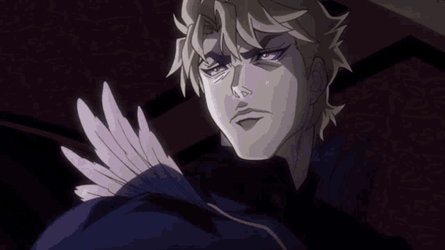 dio from jojo 's bizarre adventure is looking at the camera
