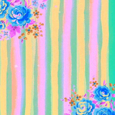 a colorful striped background with blue flowers and the words " i 'm sorry " in arabic