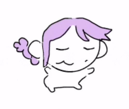 a drawing of a girl with purple hair and a flower in her hair