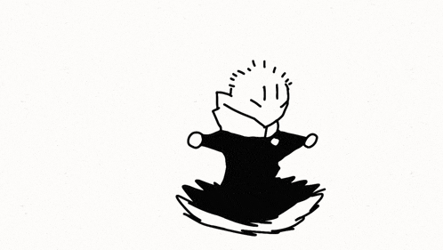 a black and white drawing of a man jumping in the air .