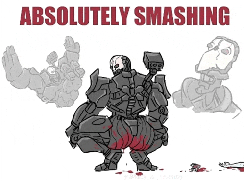 a drawing of a robot with the words absolutely smashing below it