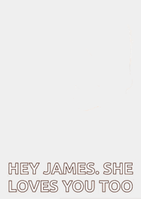 a cartoon fox is standing next to a white background and says `` hey james , she loves you too '' .