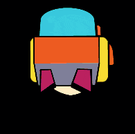 a cartoon character with sunglasses and a smiley face on his hat