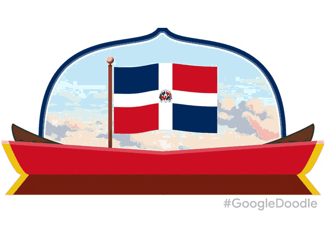 a cartoon drawing of a flag with the words google doodle below it