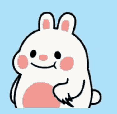 a cartoon rabbit is giving a thumbs up sign and smiling .