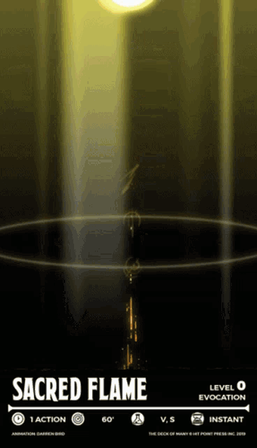 a poster that says sacred flame level 0