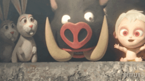 a group of cartoon characters including a baby and a pig with netflix written on the bottom right