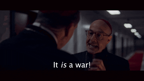 a man talking to another man with the words " and you have to commit to a side " above him