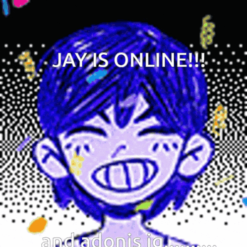 a drawing of a person with the words jay is online written on it