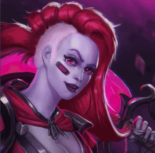 a woman with red hair has a bandage on her forehead