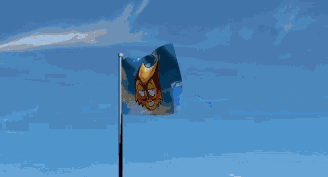 a flag with an owl face on it
