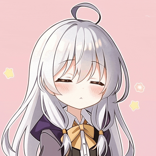 a drawing of a girl with gray hair and a bow tie