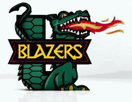a logo for the blazers with a green dragon