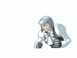 a pixel art drawing of a man with gray hair