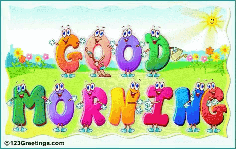 a cartoon greeting card with the words good morning