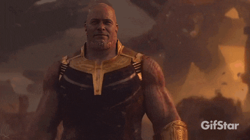 a gif of thanos from avengers infinity war with a gifstar logo