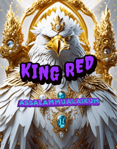 a picture of a bald eagle with king red written on it