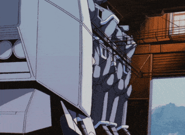 a drawing of a robot with a staircase leading to it