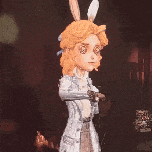 a cartoon character with bunny ears and a x on her eyes