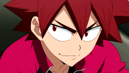 a close up of a cartoon character 's face with red hair
