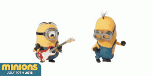 a poster for the minions movie shows two minions playing guitar