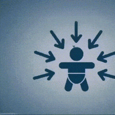 a drawing of a baby with arrows pointing towards it